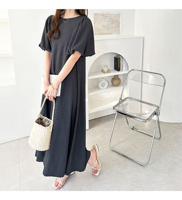 GeeRA（ジーラ）の「ボリューム袖楽ちん表面感ワンピース（カットソーワンピース）」｜詳細画像