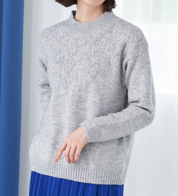 RANAN（ラナン）の「透かし編デザインハイネックニット（ニット・セーター）」｜詳細画像
