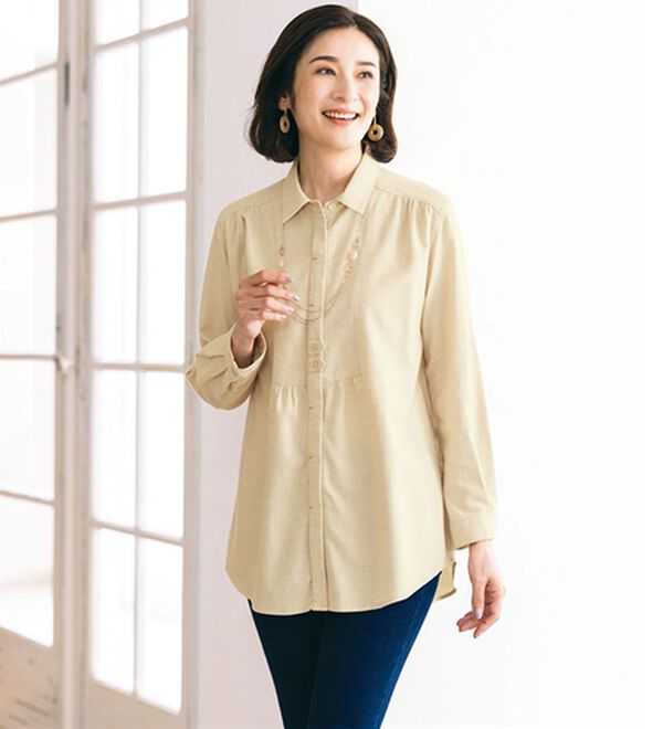 ルフラン（ルフラン）の「【３色組】綿１００％やわらかネルブラウス（ブラウス）」｜詳細画像