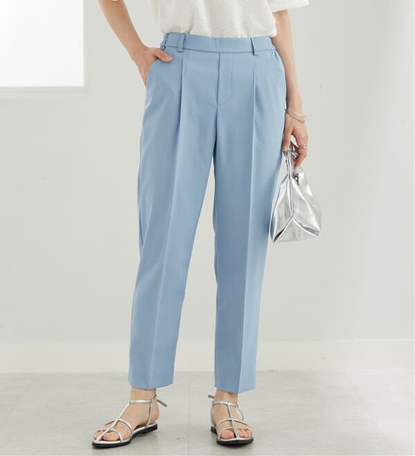 BELLUNA（ベルーナ）の「【選べる2丈】メランジストレッチ素材テーパードパンツ（テーパードパンツ）」｜サックス