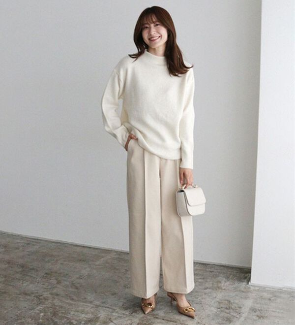 Pierrot（ピエロ）の「カット起毛ピンタックワイドパンツ（ワイドパンツ・ガウチョ）」｜詳細画像