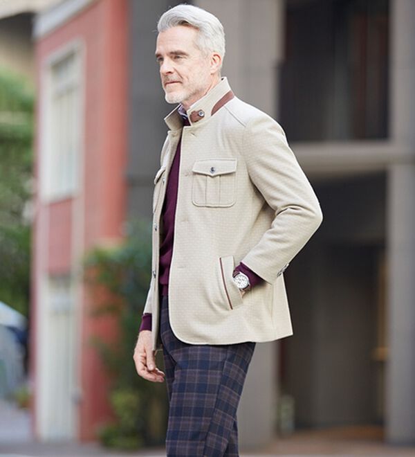 「＜コムルヴァン・オム＞袖丈短め紳士のジャストフィットジャケット（メンズジャケット）」｜詳細画像