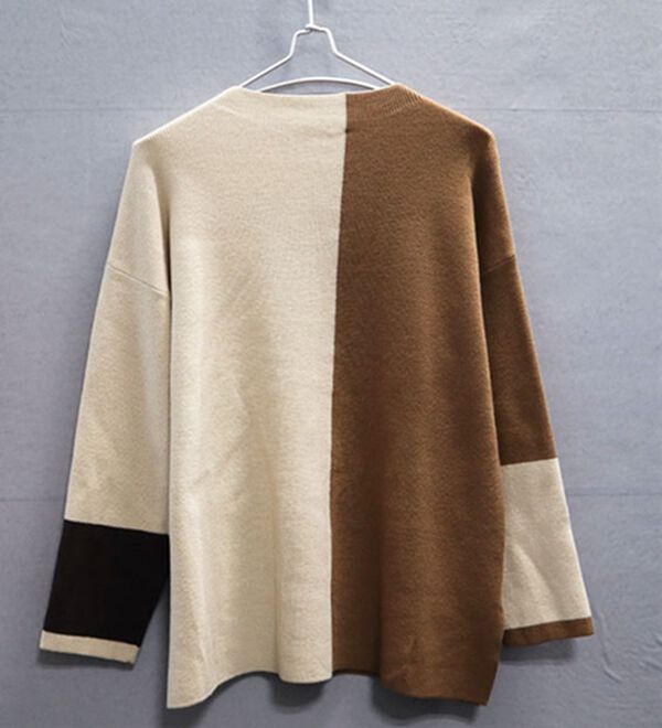 BELLUNA（ベルーナ）の「配色デザインニットプルオーバー（チュニック）」｜詳細画像