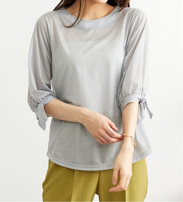 BELLUNA（ベルーナ）の「【2点セット】ストライプシャツ&times;ベストアンサンブル（アンサンブル）」｜詳細画像