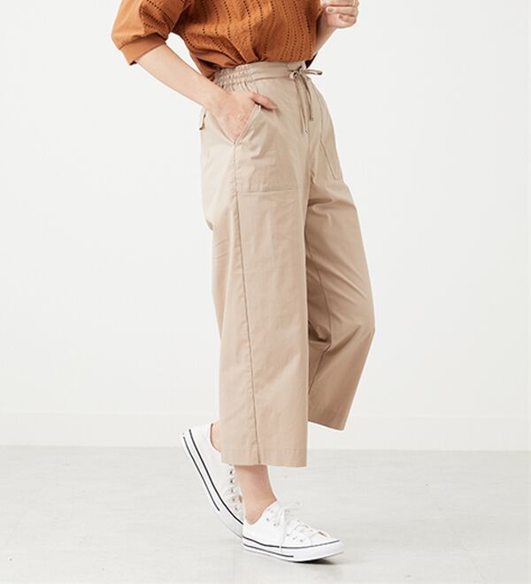 BELLUNA（ベルーナ）の「【店舗・ネット限定】サラリ綿混ベイカーワイドパンツ（ワイドパンツ・ガウチョ）」｜詳細画像