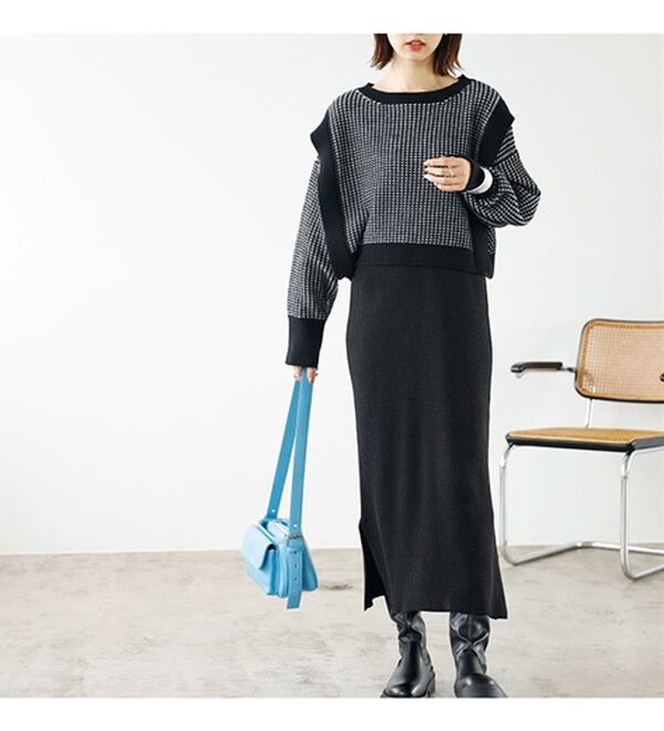 GeeRA（ジーラ）の「レイヤード２点セットワンピース（ニットワンピース）」｜詳細画像