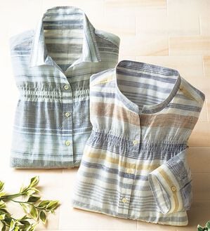 ルフラン（ルフラン）の「【２色組】花柄ボーダーブラウス（ブラウス）」｜2色組