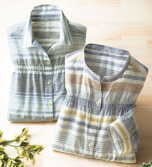 ルフラン（ルフラン）の「【２色組】花柄ボーダーブラウス（ブラウス）」｜2色組