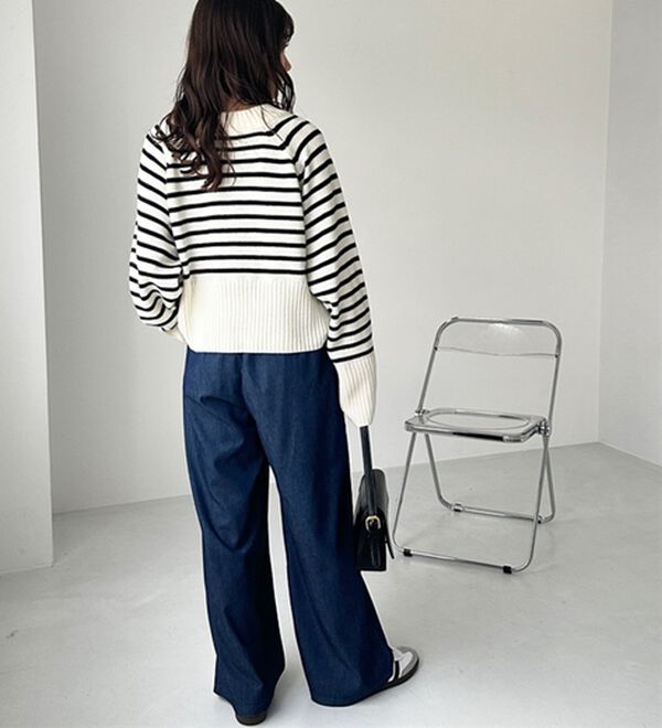 GeeRA（ジーラ）の「【接触冷感】穿いて感激！キレイ見えする楽ちんワイドデニムパンツ（ワイドパンツ・ガウチョ）」｜詳細画像