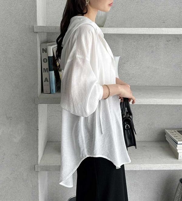 GeeRA（ジーラ）の「フード付きオーバーサイズシャツ（シャツ）」｜詳細画像