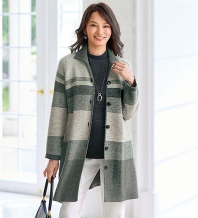 BELLUNA（ベルーナ）の「《まだ寒い春先に頼れる！》ヘアリー調ボーダーニットジャケット（その他ジャケット）」