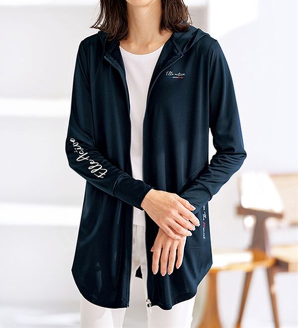 BELLUNA（ベルーナ）の「＜ＥＬＬＥ　Ａｃｔｉｖｅ＞ＵＶ対策ロングパーカー（パーカー）」｜ネイビー