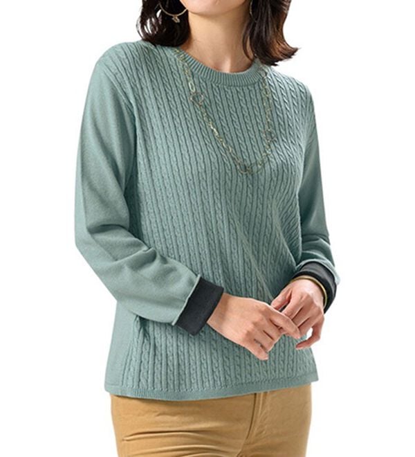 ルフラン（ルフラン）の「イージーケア！綿混ケーブルニット（ニット・セーター）」｜詳細画像