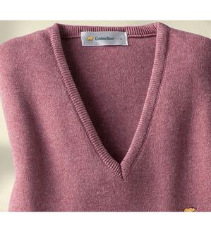 「＜ゴールデンベア＞国産上質カジュアルニットベスト（メンズベスト）」｜ワイン