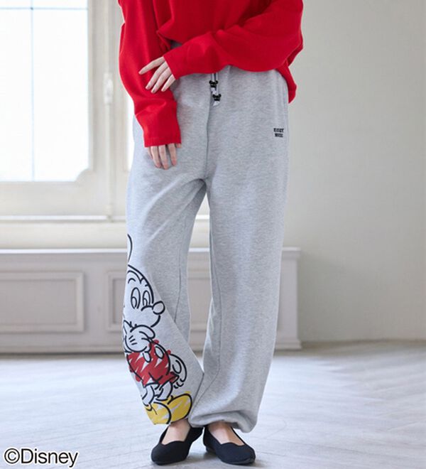 BELLUNA（ベルーナ）の「＜Ｄｉｓｎｅｙ＞【ミッキー】プリント裏起毛スウェットパンツ（ワイドパンツ・ガウチョ）」｜杢グレー