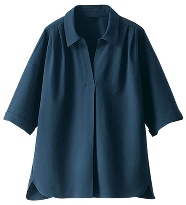 BELLUNA（ベルーナ）の「エアリーサッカー素材スキッパーブラウス（ブラウス）」｜詳細画像