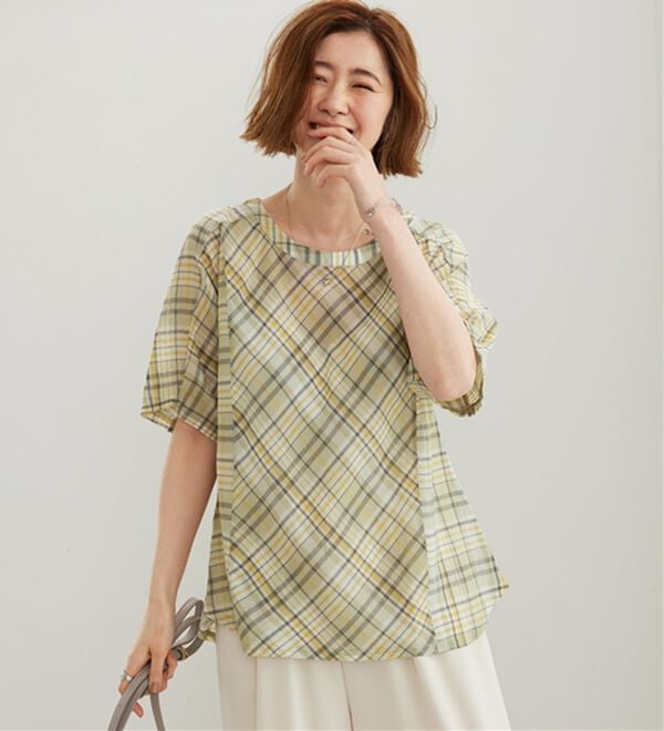 BELLUNA（ベルーナ）の「さらっと快適！Tシャツ見え切替ブラウス（ブラウス）」｜詳細画像