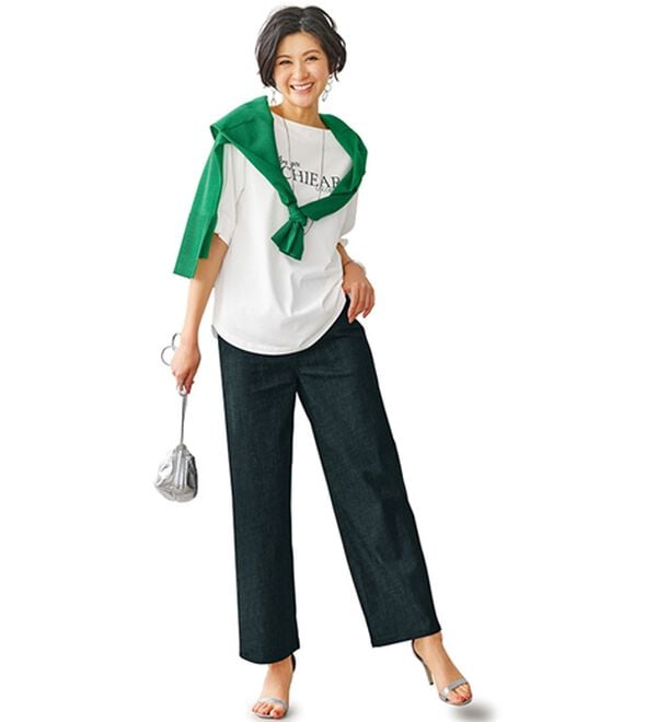 BELLUNA（ベルーナ）の「ヒンヤリ冷感！ライトオンスジーンズ（ワイド）（ワイドパンツ・ガウチョ）」｜詳細画像