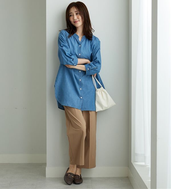 BELLUNA（ベルーナ）の「やわらかデニム素材シャツチュニック（チュニック）」｜詳細画像