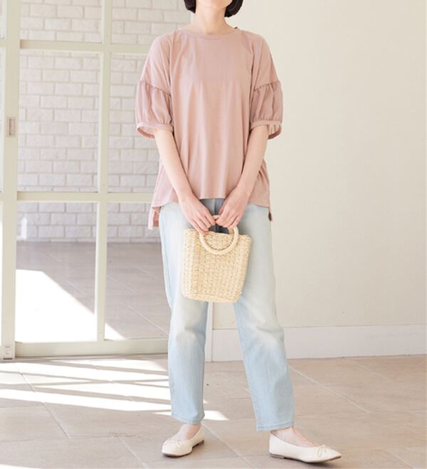 Viola e Viola（ヴィオラ エ ヴィオラ）の「【５つの機能付】ボリューム袖シフォン切替Ｔシャツ（Tシャツ）」｜詳細画像