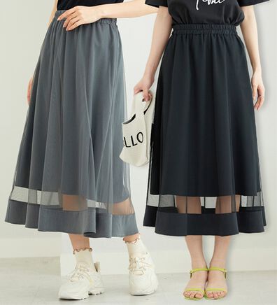 BELLUNA（ベルーナ）の「裾シアーデザインチュールスカート（ロングスカート）」