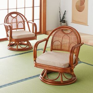 「セットがお得！籐回転座椅子（椅子・チェア・スツール）」｜1