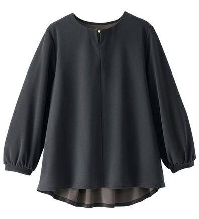 BELLUNA（ベルーナ）の「きれい見えジョーゼット素材ホック使いＴブラウス（ブラウス）」