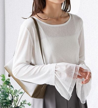 RANAN（ラナン）の「フレアーチュール袖スラブシアーＴ（カットソー）」