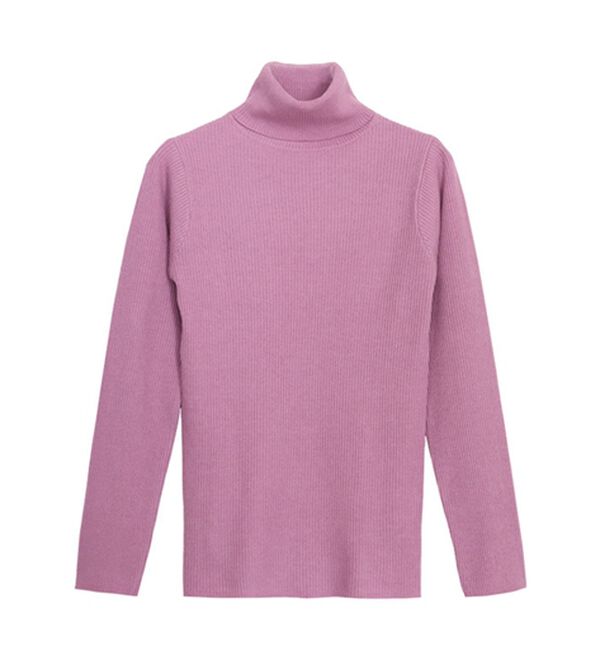 Pierrot（ピエロ）の「肌触りなめらかリブタートルネックニット（ニット・セーター）」｜詳細画像