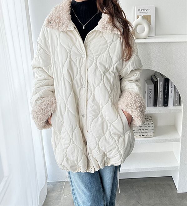 GeeRA（ジーラ）の「衿ボアミドル丈バルーンキルティングブルゾン（ブルゾン）」｜詳細画像