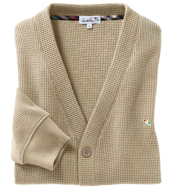 「アーノルド　パーマー　新定番さっと羽織れるワッフルカーディガン（メンズカーディガン）」｜ベージュ