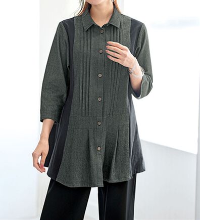 BELLUNA（ベルーナ）の「夏のモノトーンはクールに決める配色切替シャツ（シャツ）」