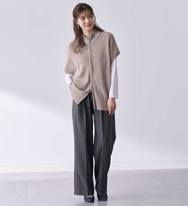 BELLUNA（ベルーナ）の「静電気防止加工！タックデザインワイドパンツ（ワイドパンツ・ガウチョ）」｜詳細画像