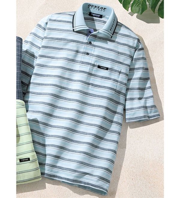 「＜ダンロップ・リファインド＞ＩＺＵＭＯ　ＢＲＡＮＤ　５分袖ポロシャツ（メンズポロシャツ）」｜サックス