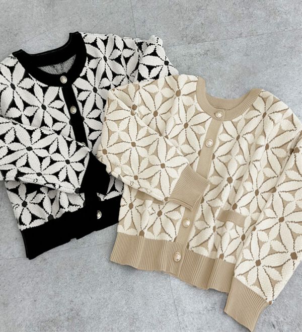 PAULE KA ポールカ●フラワージャカード柄カーディガン PAULE KA ポールカ○フラワージャカード柄カーディガン PAULE KA