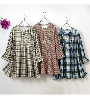 ルフラン（ルフラン）の「【３色組】チェック柄はぎチュニック＜テオール＞（チュニック）」｜詳細画像