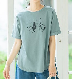 BELLUNA（ベルーナ）の「ヒンヤリ！着映えプリントプルオーバー（カットソー）」｜セージ