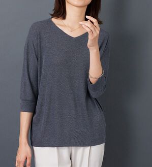 BELLUNA（ベルーナ）の「ラメ調ドルマンプルオーバー（カットソー）」｜ネイビー