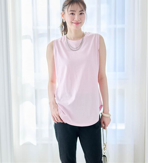 RANAN（ラナン）の「ひんやり！＜BC＞綿100％タンクトップ【選べる着丈】（カットソー）」｜詳細画像