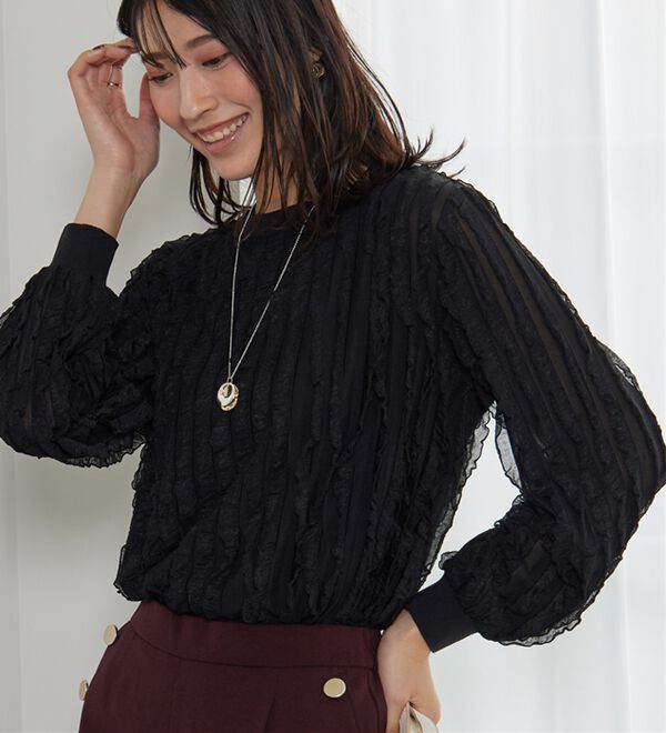 BELLUNA（ベルーナ）の「フリルジャカード素材プルオーバー（カットソー）」｜詳細画像