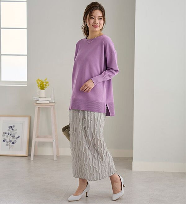 BELLUNA（ベルーナ）の「チュニックの下にはくストライプフリルスカート（ロングスカート）」｜詳細画像