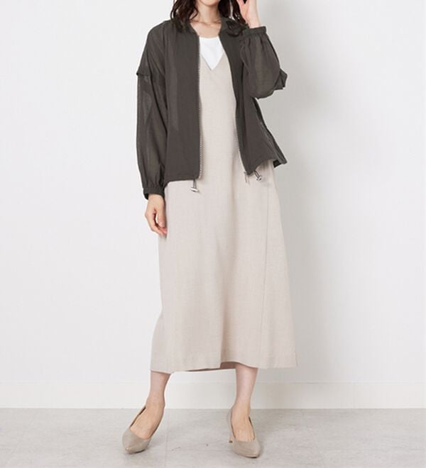 BELLUNA（ベルーナ）の「麻調素材リブ使いシアーブルゾンジャケット（ブルゾン）」｜詳細画像