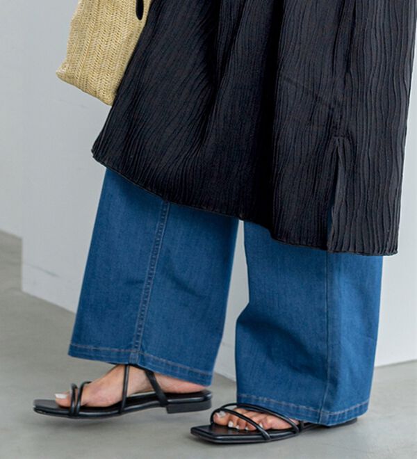 BELLUNA（ベルーナ）の「ヒンヤリ冷感！ライトオンスジーンズ（ワイド）（ワイドパンツ・ガウチョ）」｜詳細画像