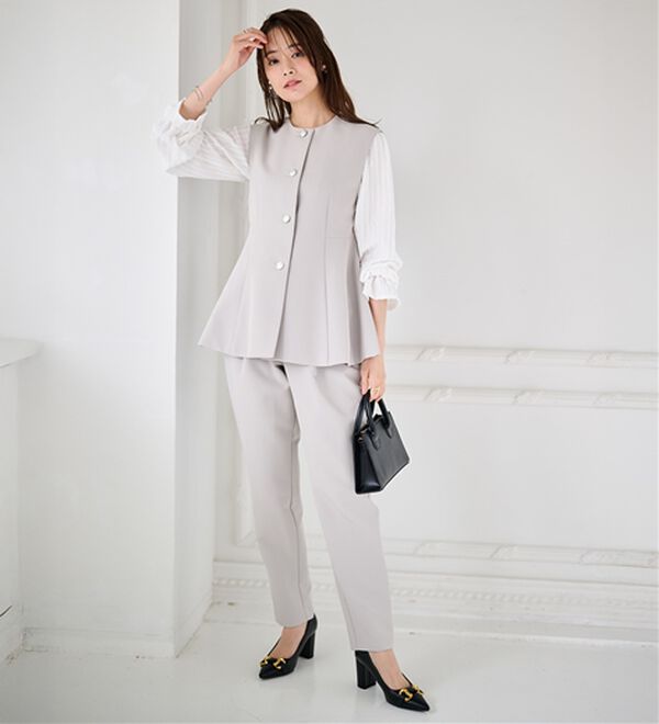 2点セット】防シワ！ペプラムベストセットアップ - ベルーナ【公式】