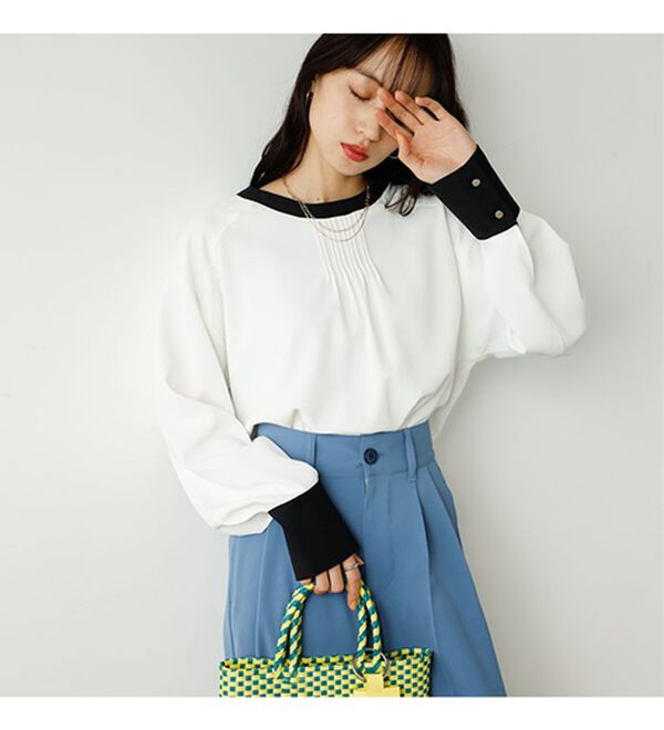 GeeRA（ジーラ）の「前後２ＷＡＹ配色デザインブラウス（ブラウス）」｜詳細画像