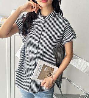 GeeRA（ジーラ）の「【ＵＳ．ＰＯＬＯ．ＡＳＳＮ】フレンチスリーブシャツ（シャツ）」｜黒系ギンガム