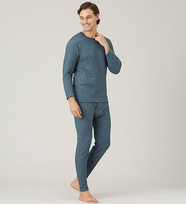 「≪ＴＶ限定★≫【４着組】＜クロコダイル＞ウール入肌側綿１００％極温（Ｒ）キルトインナー上下（メンズ肌着・インナーウェア）」｜詳細画像