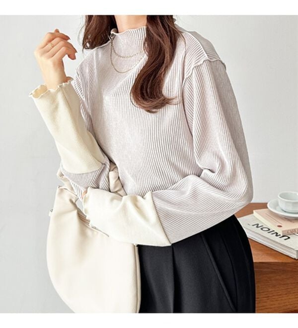 GeeRA（ジーラ）の「異素材ドッキング配色メロープルオーバー（カットソー）」｜詳細画像