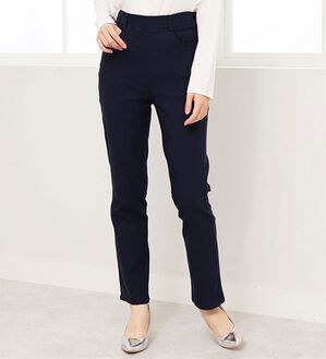 BELLUNA（ベルーナ）の「裏起毛ツイル素材ストレッチパンツ（フルレングスパンツ）」｜ネイビー