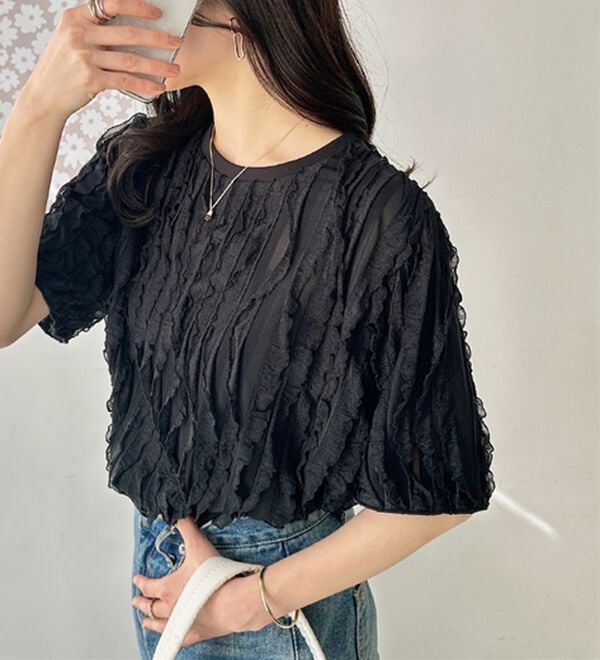 GeeRA（ジーラ）の「フリルカットソーＴシャツ（カットソー）」｜詳細画像